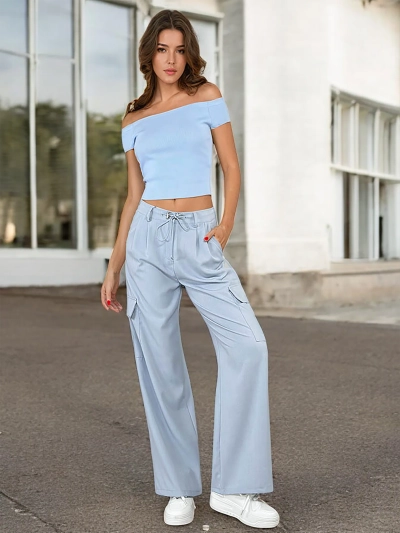 Royalfashion Pantaloni largi de damă cu buzunare