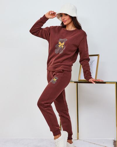 Royalfashion Set trening izolat pentru femei maro cu imprimeu