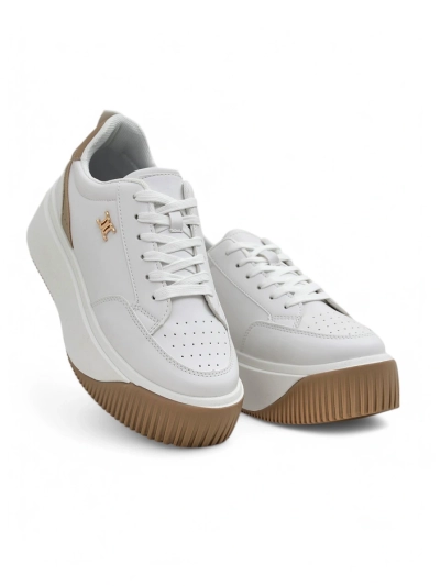 Sneakers damă Arianna Bianco cu platformă din piele ecologică de 5 cm
