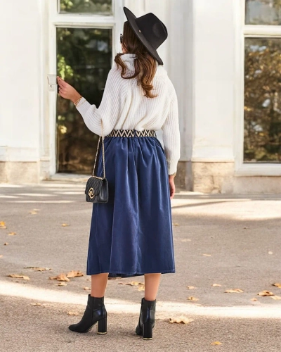 Fusta midi din catifea pentru femei de la Royalfashion