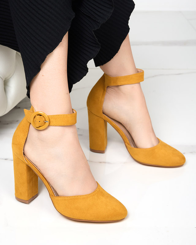 OUTLET Sandale de dama mustar pe postul Nastio - Incaltaminte