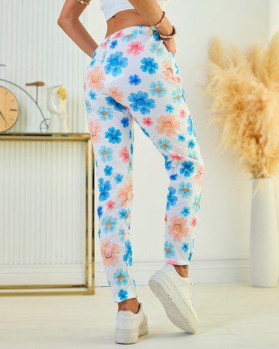 Royalfashion Pantaloni de damă din țesătură cu motive florale