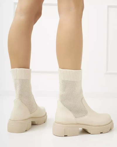 OUTLET Botine dama bej ajurata Roibu - Incaltaminte