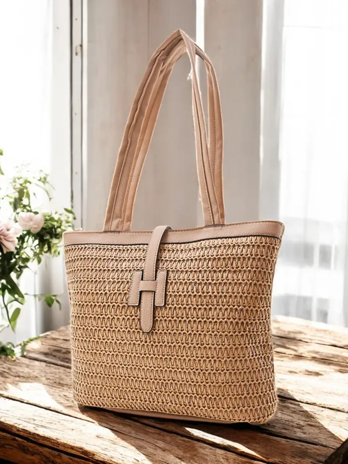 Royalfashion Geantă mare din paie pentru femei