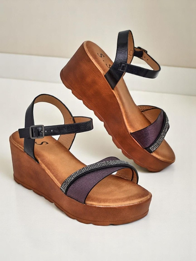 Sandale cu wedeguri Royalfashion pentru femei cu strasuri și sclipici Aurora Glow