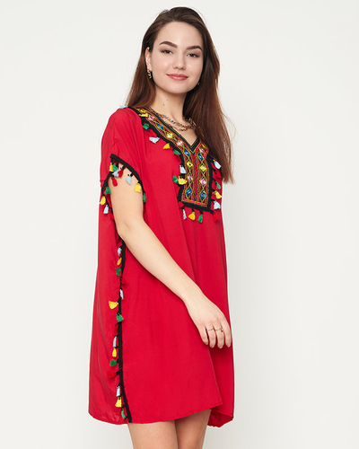 Tunica de plaja de vara de dama maro cu franjuri - Imbracaminte