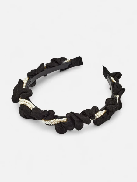 Royalfashion Opaska do włosów z marszczeniem i perełkami