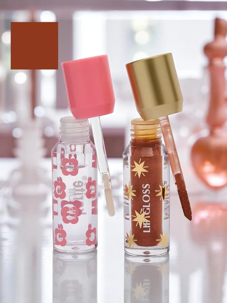 Glitter Lip Gloss un Clear Lip Gloss 2in1 Soft Blush