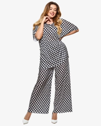 Set negru cu model plisat pentru femei - Îmbrăcăminte