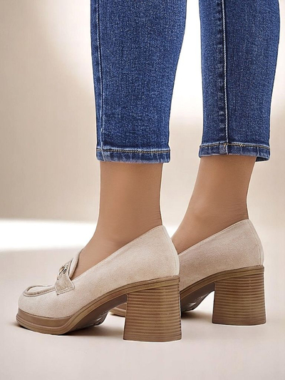 Royalfashion Mocasini cu toc gros pentru femei Apareus