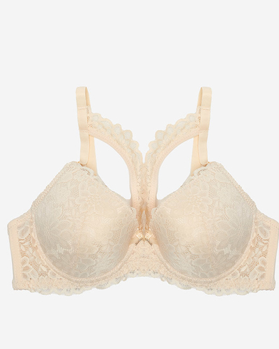 Sutien push-up din dantela bej cu bretele pentru dama - lenjerie intima