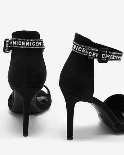 OUTLET Sandale de damă cu toc înalt în negru Opass-Shoes