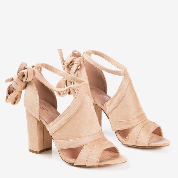 Sandale bej cu toc înalt cu partea superioară Lastina - Încălțăminte