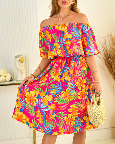 Royalfashion Rochie midi multicoloră pentru femei a'la hiszpanka