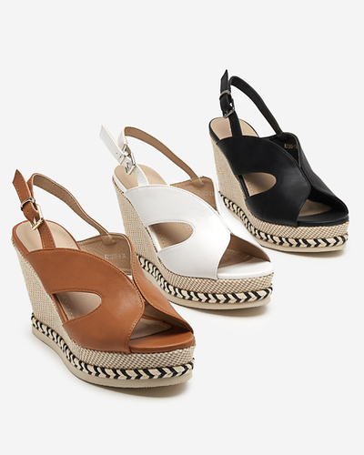 Sandale de damă cu pană înaltă camel Sapian - Pantofi