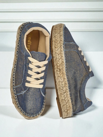 Aurelia Denim Espadrillos – sneakers de damă cu toc plat și material textil