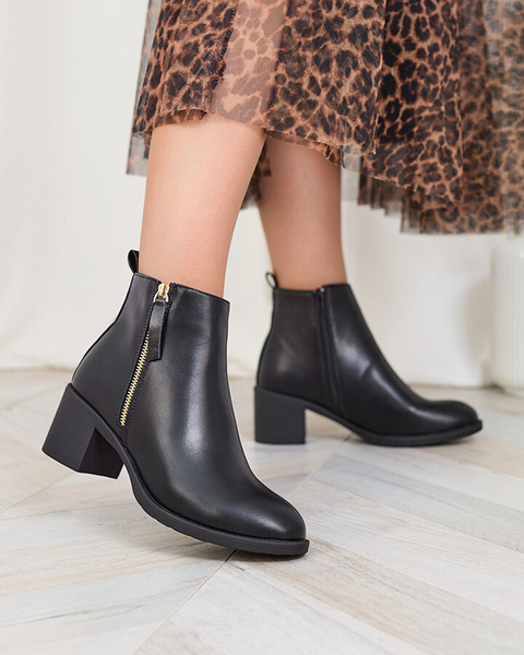 Royalfashion Cizme cu tocuri joase pentru femei din piele ecologică neagră Rejerry