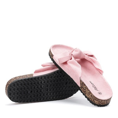 OUTLET Papuci roz cu fundita Montiana - Pantofi