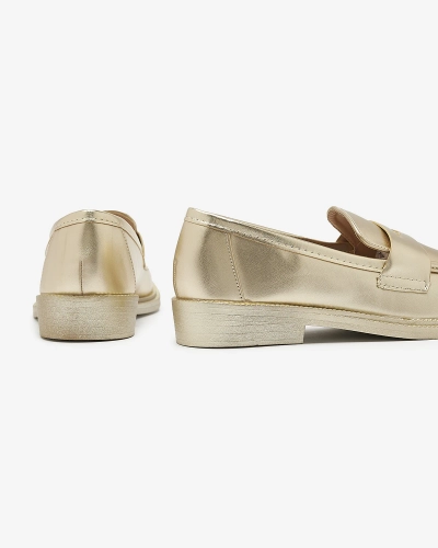 Mocasini aurii de damă din piele ecologică Zibom- Footwear