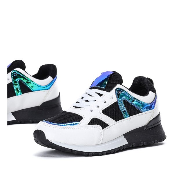 Czarno - białe buty sportowe z holograficznym wykończeniem Metalien - Obuwie