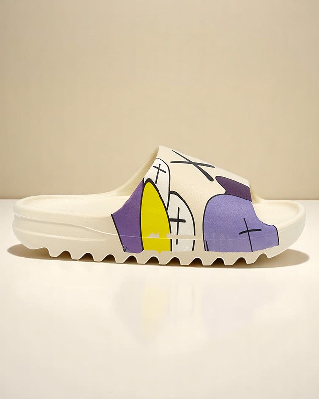 Sandale Dama Flora Crem Cauciuc Comode de Vară