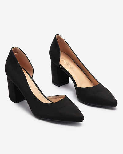 OUTLET Pantofi negri de damă cu tijă din piele ecologică Lerita - Încălțăminte