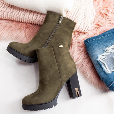 Zielone botki na wyższym słupku Teyoneas - Obuwie