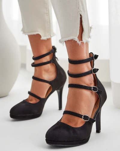 Royalfashion Pantofi cu toc stiletto pentru femei cu curele Celose