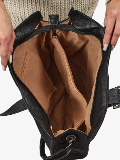 Geantă de damă shopper Daverna, din piele ecologică tip piele întoarsă