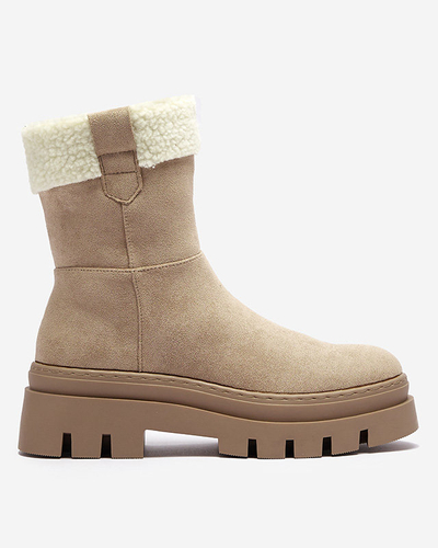 Cizme de zapada dama cu siret cu platforma in camel Neatesa - Incaltaminte