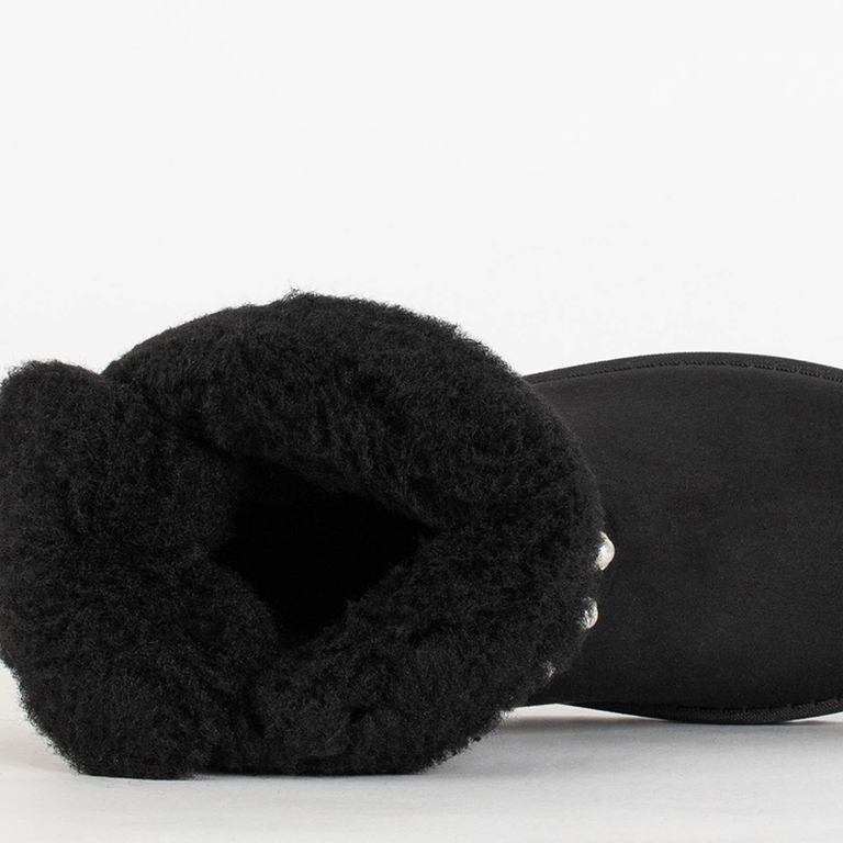 Cizme de zăpadă negre de damă cu panglică Himini - Încălțăminte