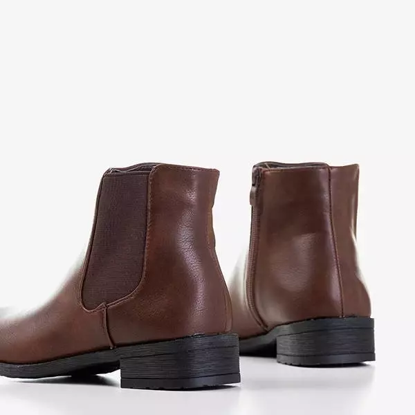 OUTLET Cizme Chelsea dama maro inchis cu toc plat Timea - Pantofi