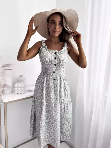 Rochie pentru femei cu mentă florală până la genunchi Îmbrăcăminte