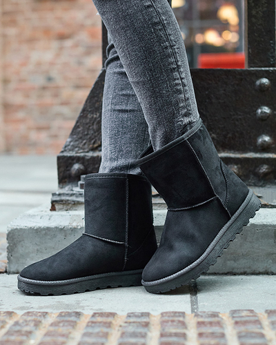 Cizme de zăpadă izolate din eco-suede pentru femei, de culoare neagră Xetik - Încălțăminte