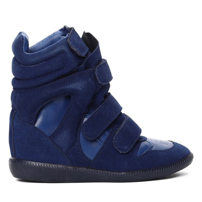 Granatowy sneakersy na koturnie Ilona- Obuwie