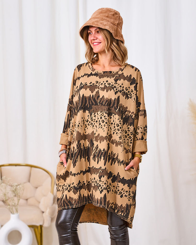 Royalfashion Rochie de damă cu model maro deschis