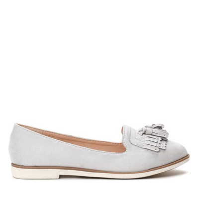 Szare mokasyny z frędzlami Fritza- Obuwie 