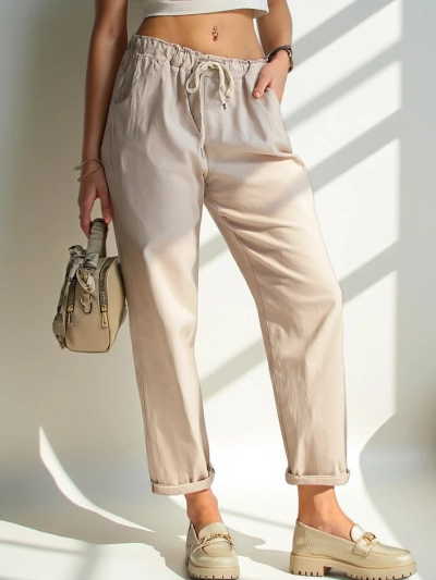 Royalfashion Pantaloni simpli din material pentru femei