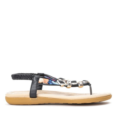 Czarne sandały z ozdobami Alcila - Obuwie