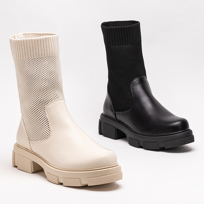 Botine de dama negre ajurate de la Roibu - Pantofi