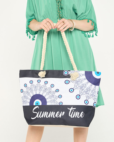 Geantă de plajă cu model alb-negru de damă - Accesorii