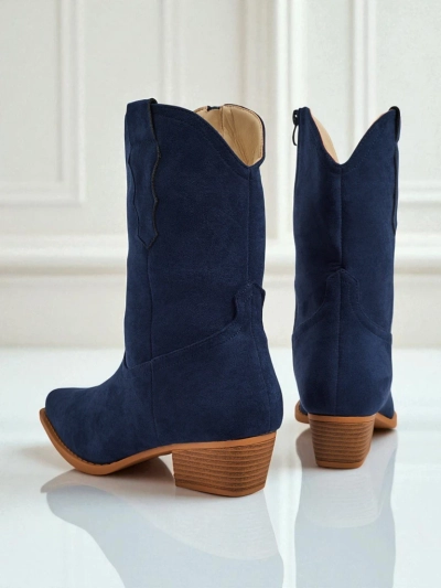 Botine cowboy de damă din piele ecologică întoarsă SpireHush