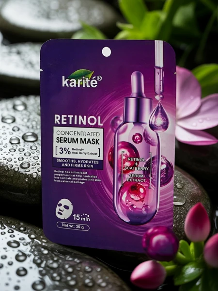 Masca de față tip șervețel cu ser cu retinol - regenerează și netezește intens pielea