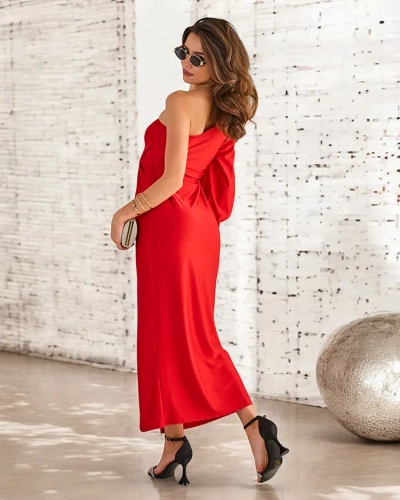 Rochie lungă din material pentru femei Royalfashion cu un umăr
