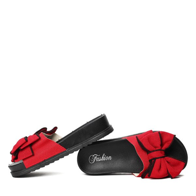Czerwone klapki z kokardką Marjorie- Obuwie