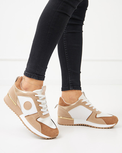 Pantofi sport de dama bej si maro cu sclipici Tenetika - Incaltaminte