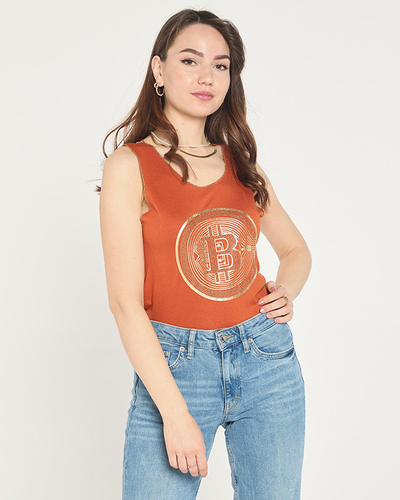 Top dama cu imprimeu camel auriu - Imbracaminte