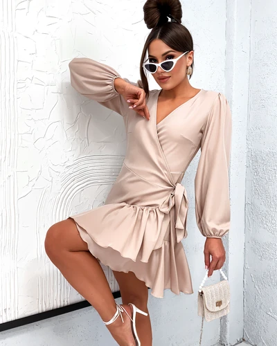 Rochie mini legată Royalfashion pentru femei cu volane