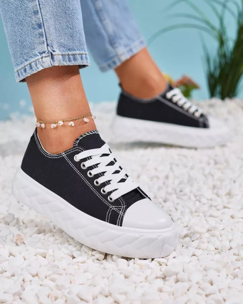 Royalfashion Adidași cu platformă pentru femei negre Merija