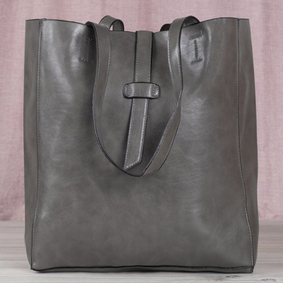 Geantă mare de umăr gri pentru femei - Genti de mână